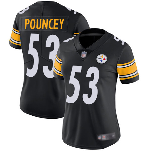 Women Pittsburgh Steelers Football #53 Limited Black Maurkice Pouncey Home Vapor Untouchable Nike NFL Jersey->women nfl jersey->Women Jersey